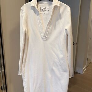 Frank & Eileen Classic White Collared Fleece Dress
